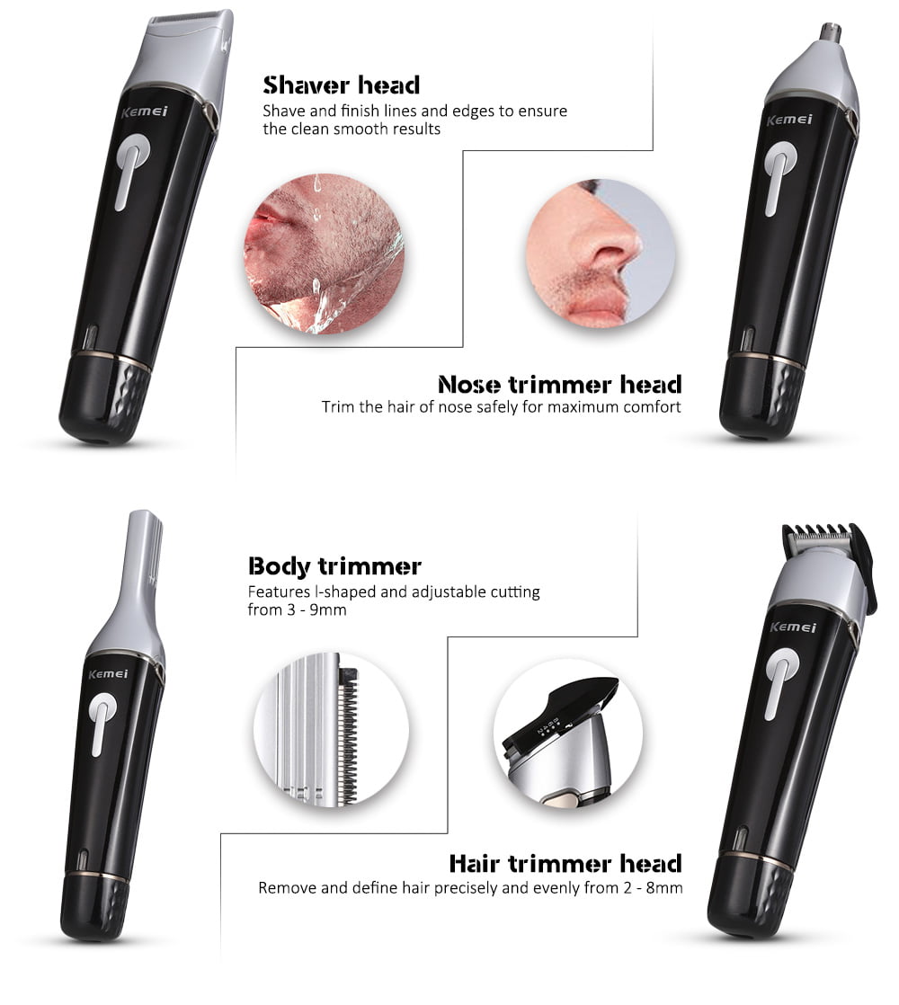 Kemei 10 en 1 Kit de tondeuse électrique pour rasage à cheveux et à barbe
