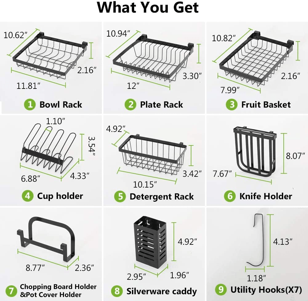 Égouttoir à vaisselle en acier inoxydable À 2 Niveaux Avec 5 Crochets Pour Ustensiles