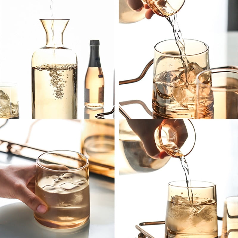 Service de Bouilloire à eau et jus 1l avec 6 verres et couvercle en bois