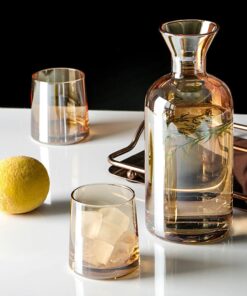 Service de Bouilloire à eau et jus 1l avec 6 verres et couvercle en bois