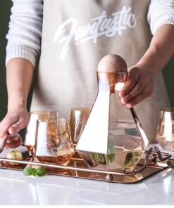 Pichet à jus hexagonal en verre en cristal avec 6 tasses 1L