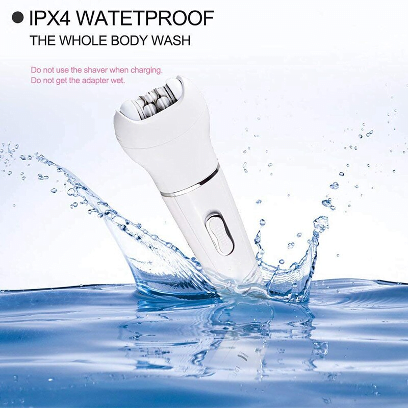 5 en 1 Epilateur rechargeable & imperméable et de soins de la peau avec brosse nettoyante, masseur facial