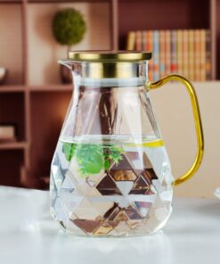 Ensemble de théière en verre Transparent à Texture diamant 1,6 L
