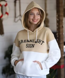 Sweat à capuche en tissu Fleece pour Femme Greenlight Biege