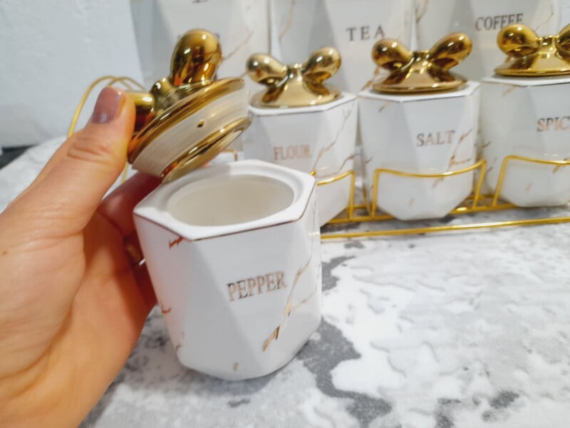 Ensemble de 7 pots à épices en céramique avec support