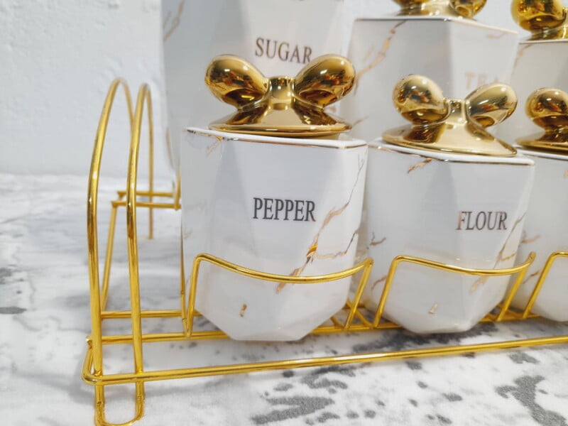 Ensemble de 7 pots à épices en céramique avec support