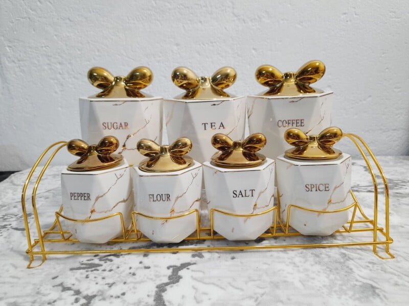 Ensemble de 7 pots à épices en céramique avec support