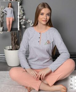 Ensemble de Pyjama Femme gris 100% Coton