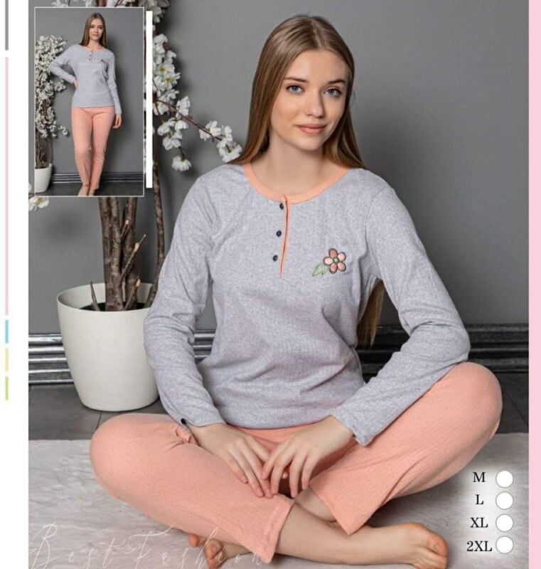 Ensemble de Pyjama Femme gris 100% Coton