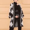 Ensemble de 3 pièces pour femmes ref 2489 en laine Noir-gris Ensemble de 3 pièces pour femmes ref 2489 en laine Noir-gris