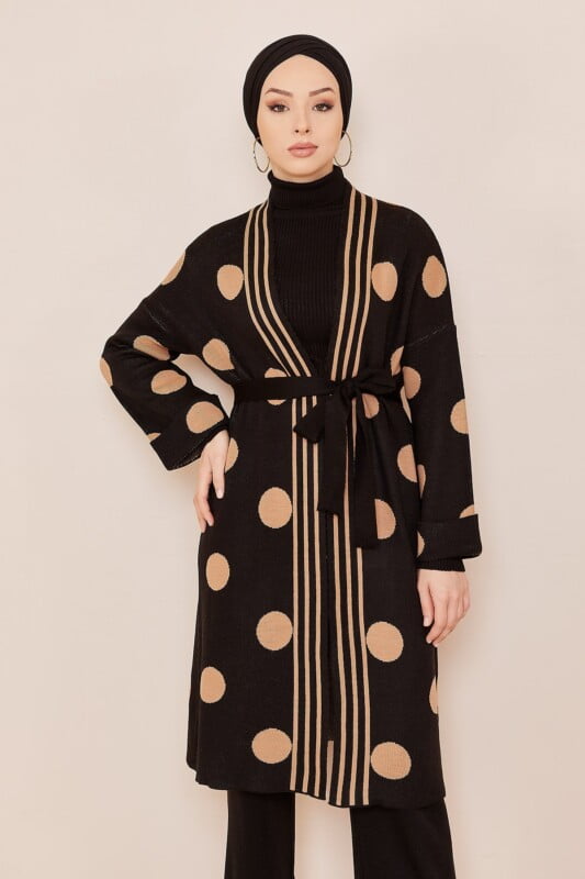 Ensemble de 3 pièces pour femmes noir pointillé en marron