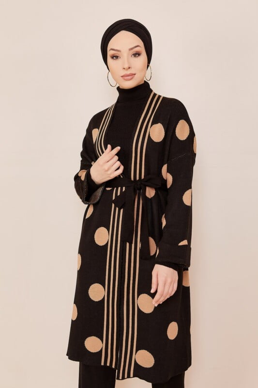 Ensemble de 3 pièces pour femmes noir pointillé en marron