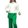 Ensemble de 2 pièces pour femmes, pull Long blanc, pantalon vert Ensemble de 2 pièces pour femmes, pull Long blanc, pantalon vert