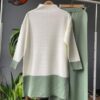 Ensemble de 2 pièces pour femmes, pull Long blanc, pantalon vert clair Ensemble de 2 pièces pour femmes, pull Long blanc, pantalon vert clair