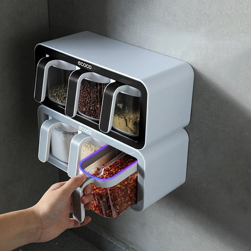 ECOCO – étagère à épices murale avec cuillères, rangement d’articles de cuisine