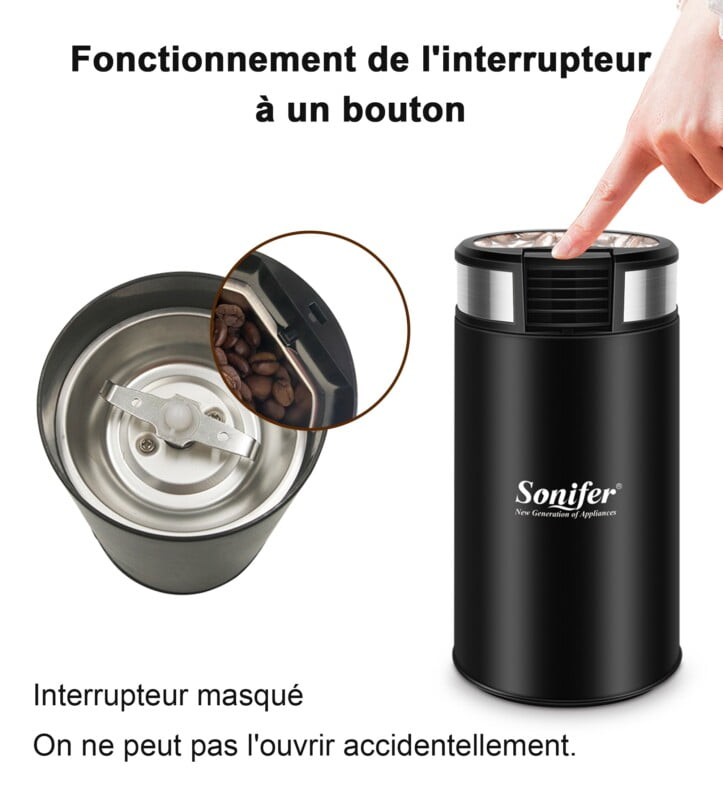 Sonifer – Multifonctionnel Moulin électrique pour céréales noix haricots épices Grains rectifieuse en acier inoxydable