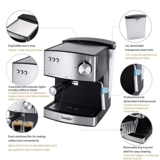 Sonifer – Sf 3528 Machine à café expresso électrique 1.6L