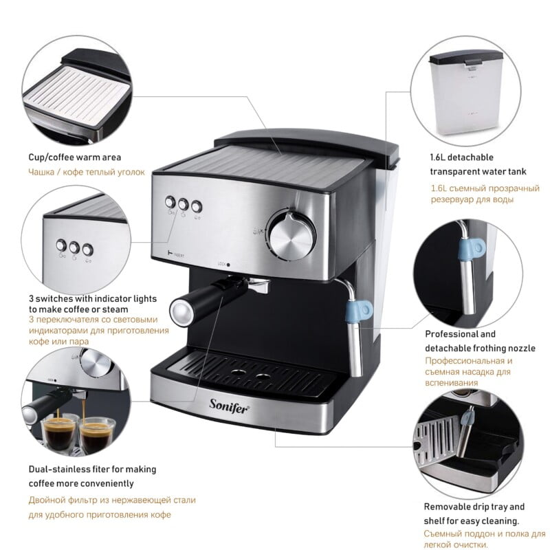 Sonifer – Sf 3528 Machine à café expresso électrique 1.6L