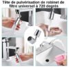 Tête de pulvérisation universelle pour robinet en acier inoxydable, filtre anti-éclaboussures 720 ° Tête de pulvérisation universelle pour robinet en acier inoxydable, filtre anti-éclaboussures 720 °