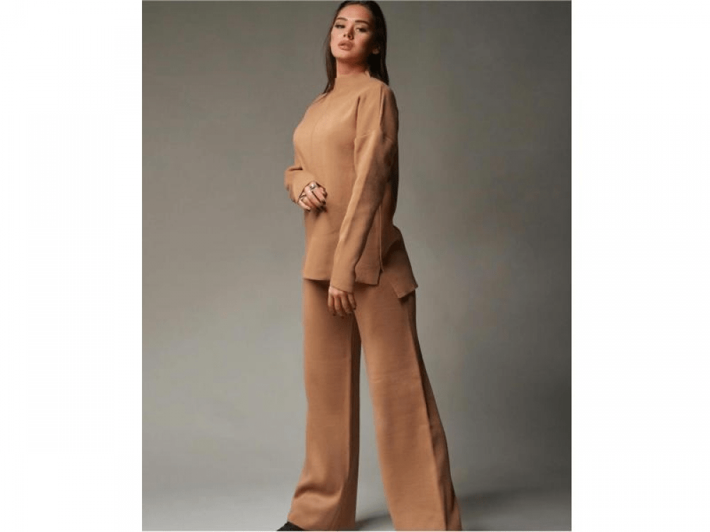 Ensemble de 2 pièces pour femmes modèle unie marron