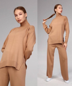 Ensemble de 2 pièces pour femmes modèle unie marron