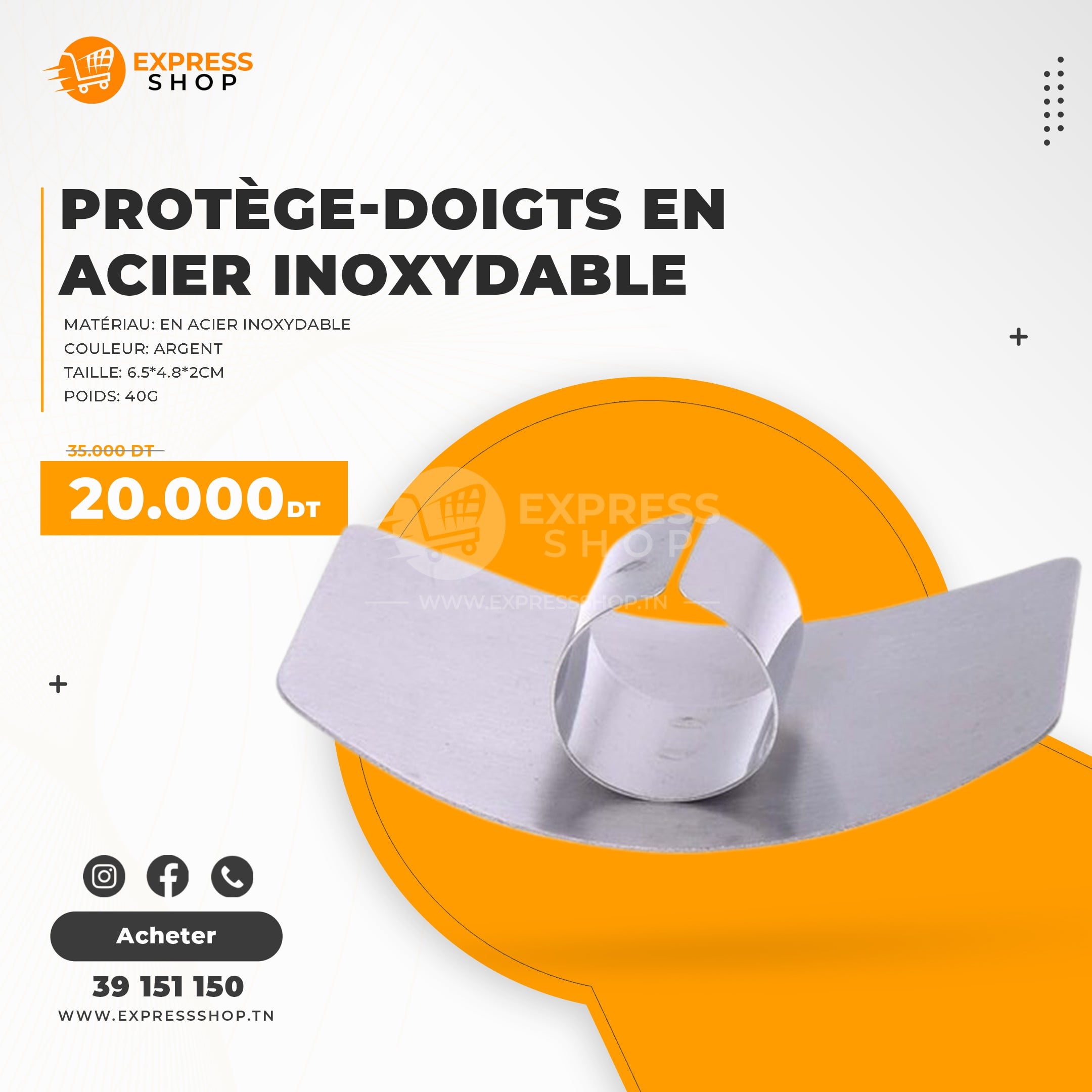 Protège-doigts en acier inoxydable, Protection des mains (2 pièces) Protège-mains