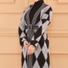 Ensemble de 3 pièces pour femmes ref 2489 en laine Noir-gris Ensemble de 3 pièces pour femmes ref 2489 en laine Noir-gris