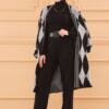 Ensemble de 3 pièces pour femmes ref 2489 en laine Noir-gris Ensemble de 3 pièces pour femmes ref 2489 en laine Noir-gris