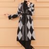 Ensemble de 3 pièces pour femmes ref 2489 en laine Noir-gris Ensemble de 3 pièces pour femmes ref 2489 en laine Noir-gris