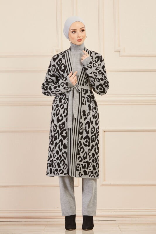 Ensemble de 3 pièces pour femmes tigrée gris/noir