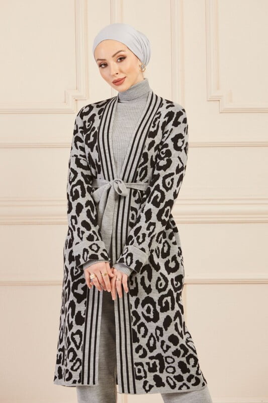 Ensemble de 3 pièces pour femmes tigrée gris/noir