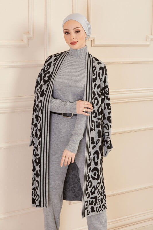 Ensemble de 3 pièces pour femmes tigrée gris/noir
