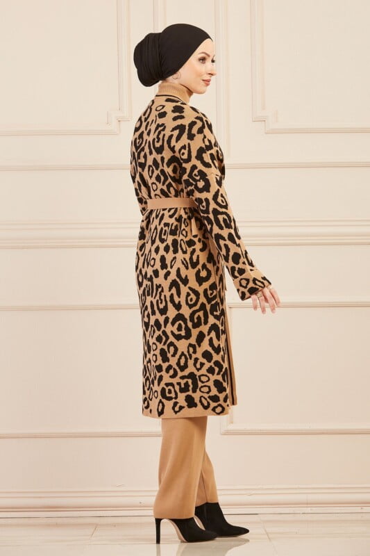 Ensemble de 3 pièces pour femmes tigrée beige/noir