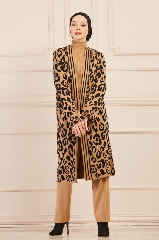 Ensemble de 3 pièces pour femmes tigrée beige/noir