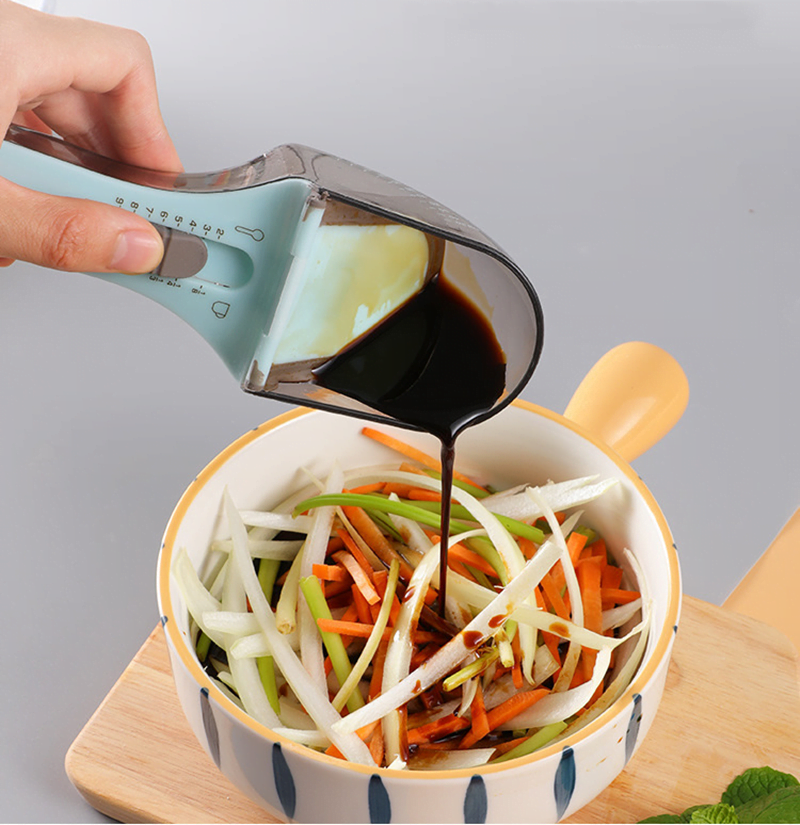 Ensemble de cuillères à mesurer à échelle réglable 2 en 1 pour liquide et poudre