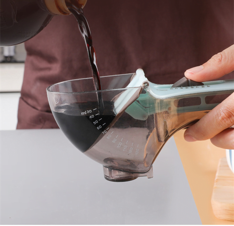 Ensemble de cuillères à mesurer à échelle réglable 2 en 1 pour liquide et poudre