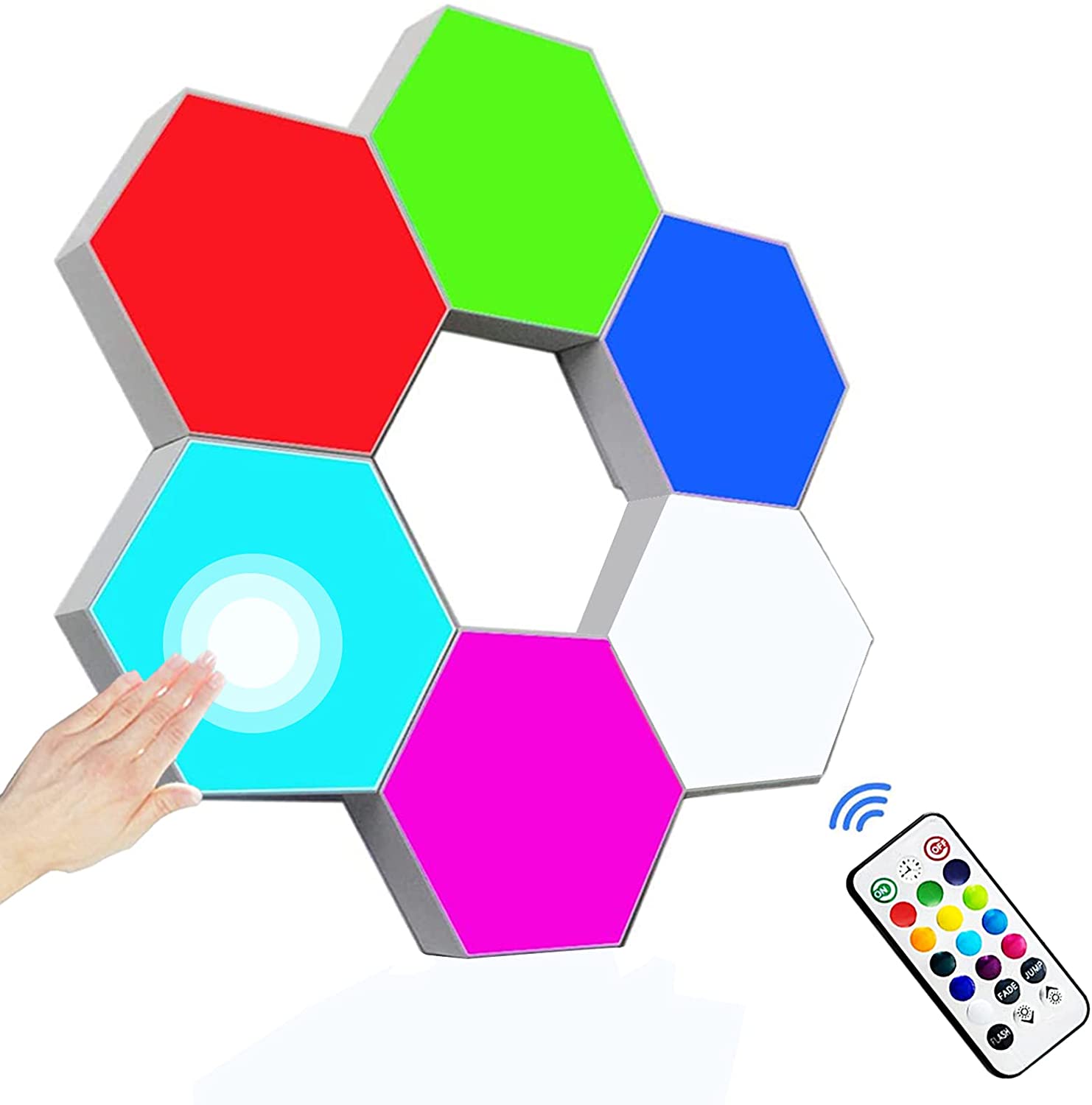 Kit Lumières LED Hexagonale 6 Modules Tactile + Commande Décoration