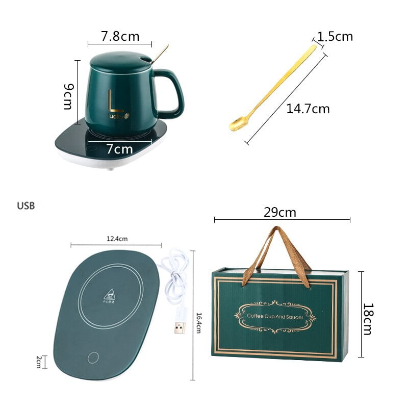 3 en 1 Chauffe-tasse électrique céramique, intelligent à température constante