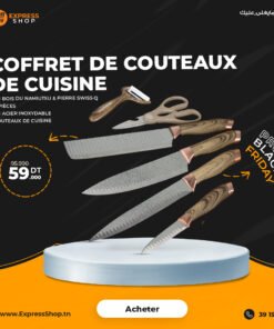 Coffret de couteaux de cuisine en Bois du Namiutsu & Pierre Swiss·Q 6 Pièces, en acier inoxydable
