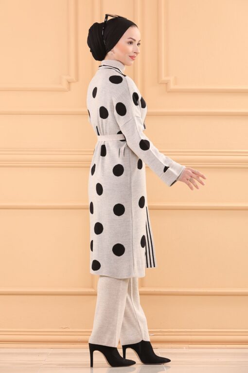 Ensemble de 3 pièces pour femmes beige pointillé en noir