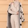 Ensemble de 3 pièces pour femmes beige pointillé en noir Ensemble de 3 pièces pour femmes beige pointillé en noir