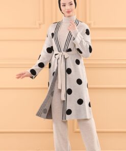 Ensemble de 3 pièces pour femmes beige pointillé en noir