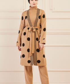 Vêtement femme - Ensemble de 3 pièces pour femmes marron pointillé en noir