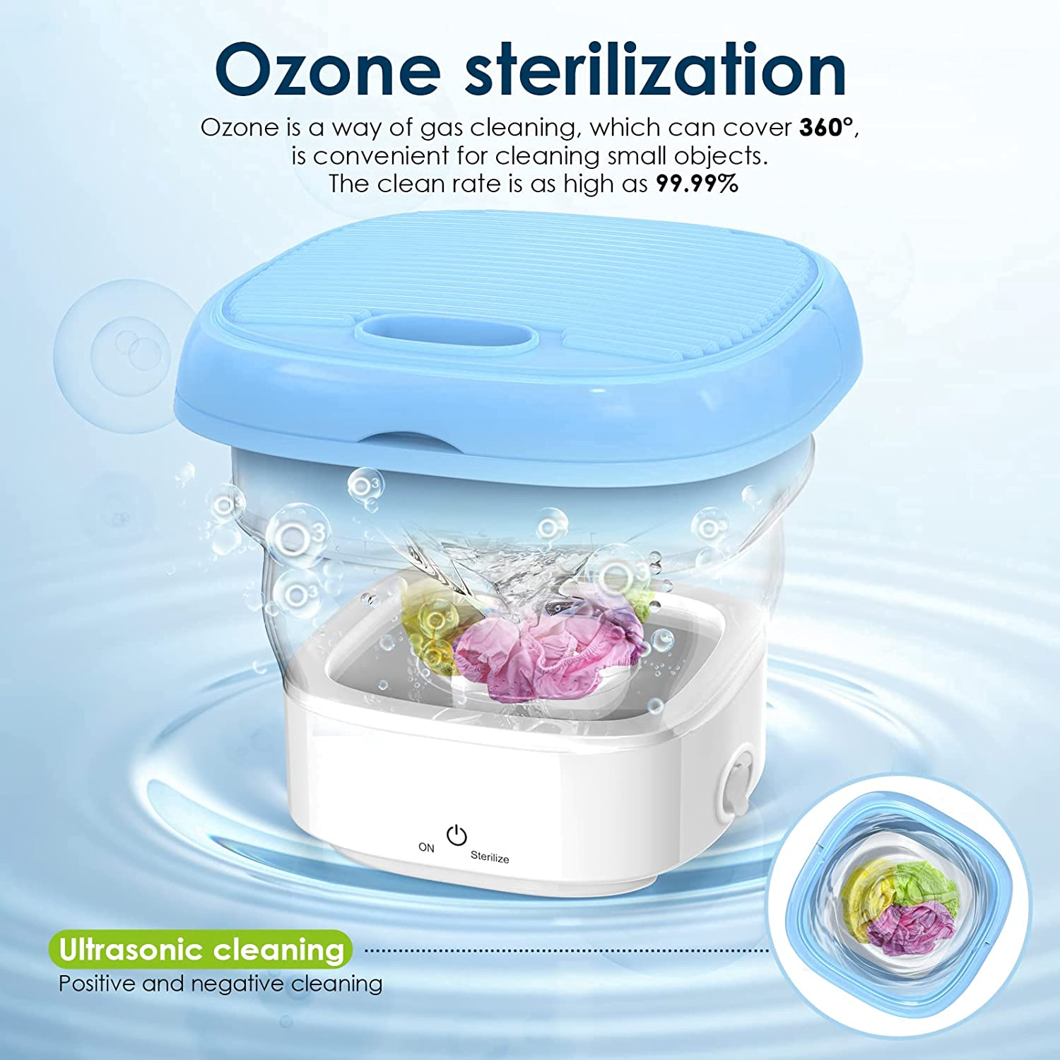 Mini Machine À Laver À Ultrasons pliable et portable Avec centrifugeuse de séchage + Panier 3Kg