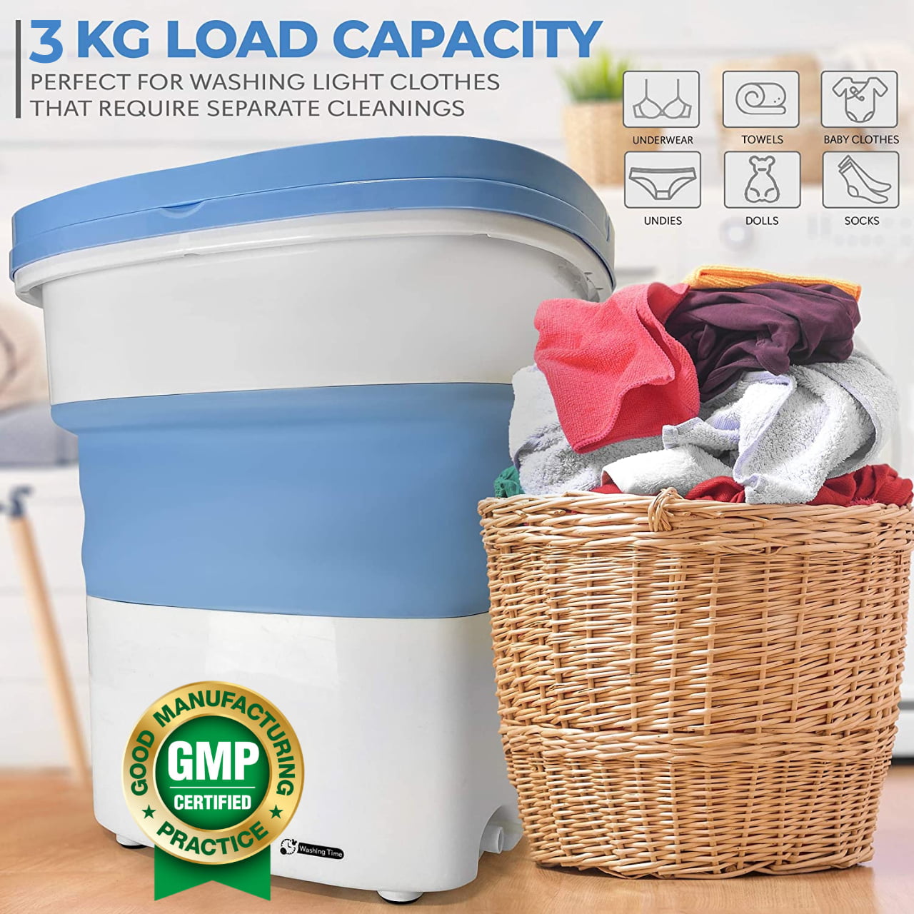 Mini Machine À Laver À Ultrasons pliable et portable Avec centrifugeuse de séchage + Panier 3Kg