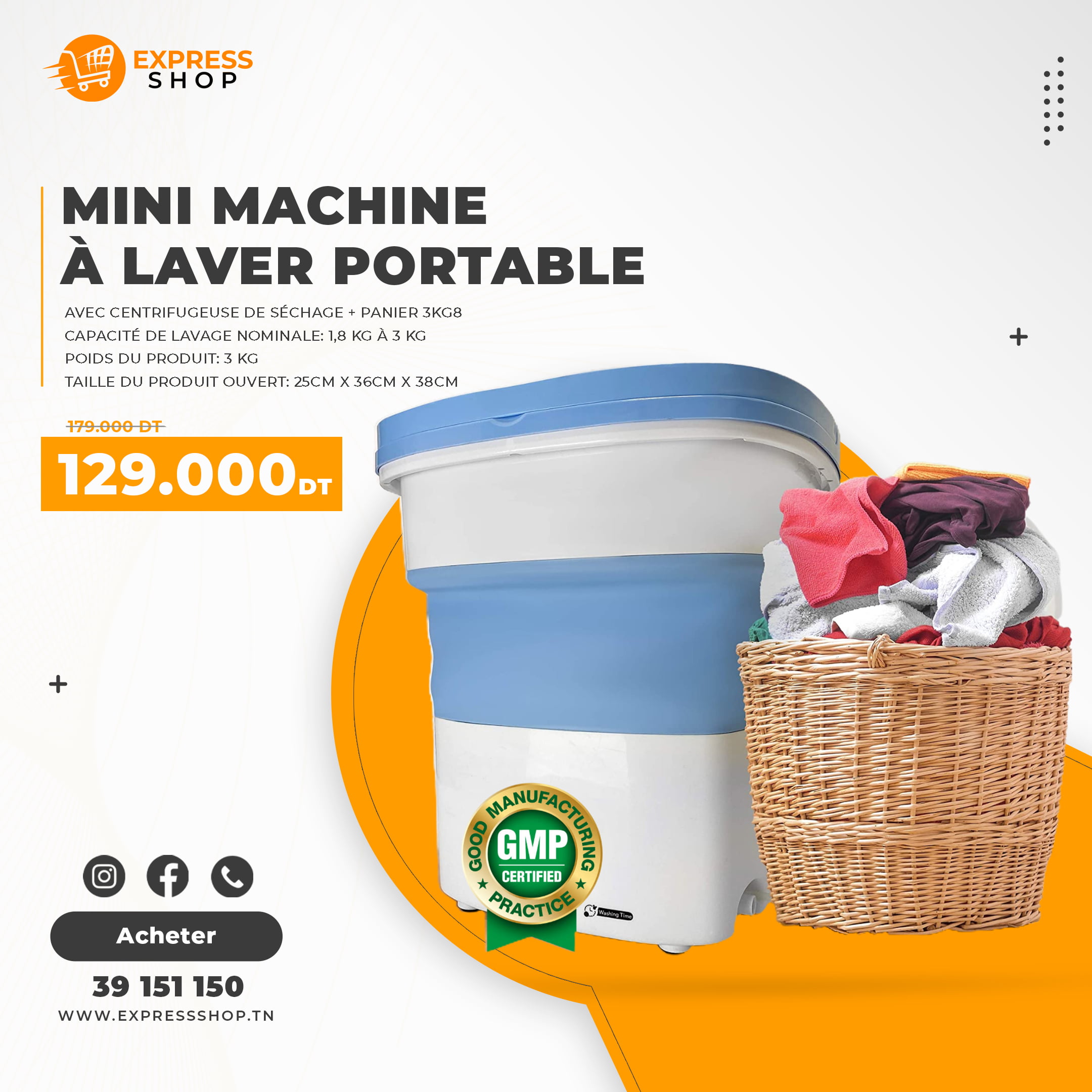 Mini Machine À Laver À Ultrasons pliable et portable Avec centrifugeuse de séchage + Panier 3Kg
