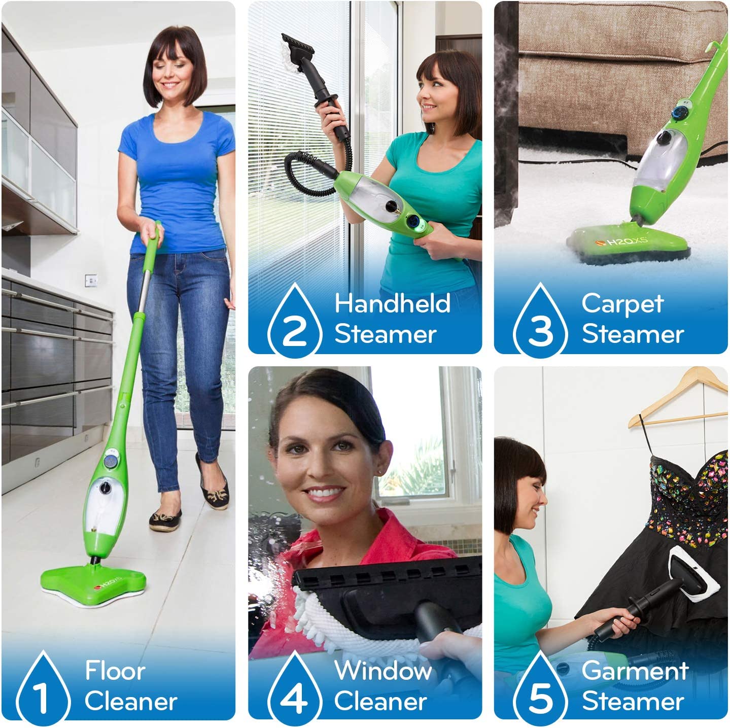 Multifonction 5 en 1 Nettoyeur À Vapeur  H2O Mop X5 1500 Watt (Canadian Brand)