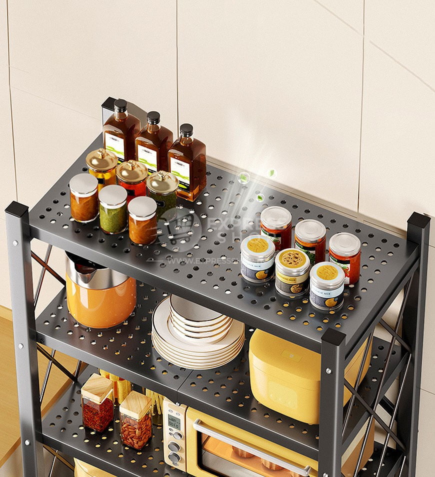 Étagère de rangement pliable à 4/5 niveaux, Multifonctionnel et sans installation avec 4 roues - Tenir 300kg
