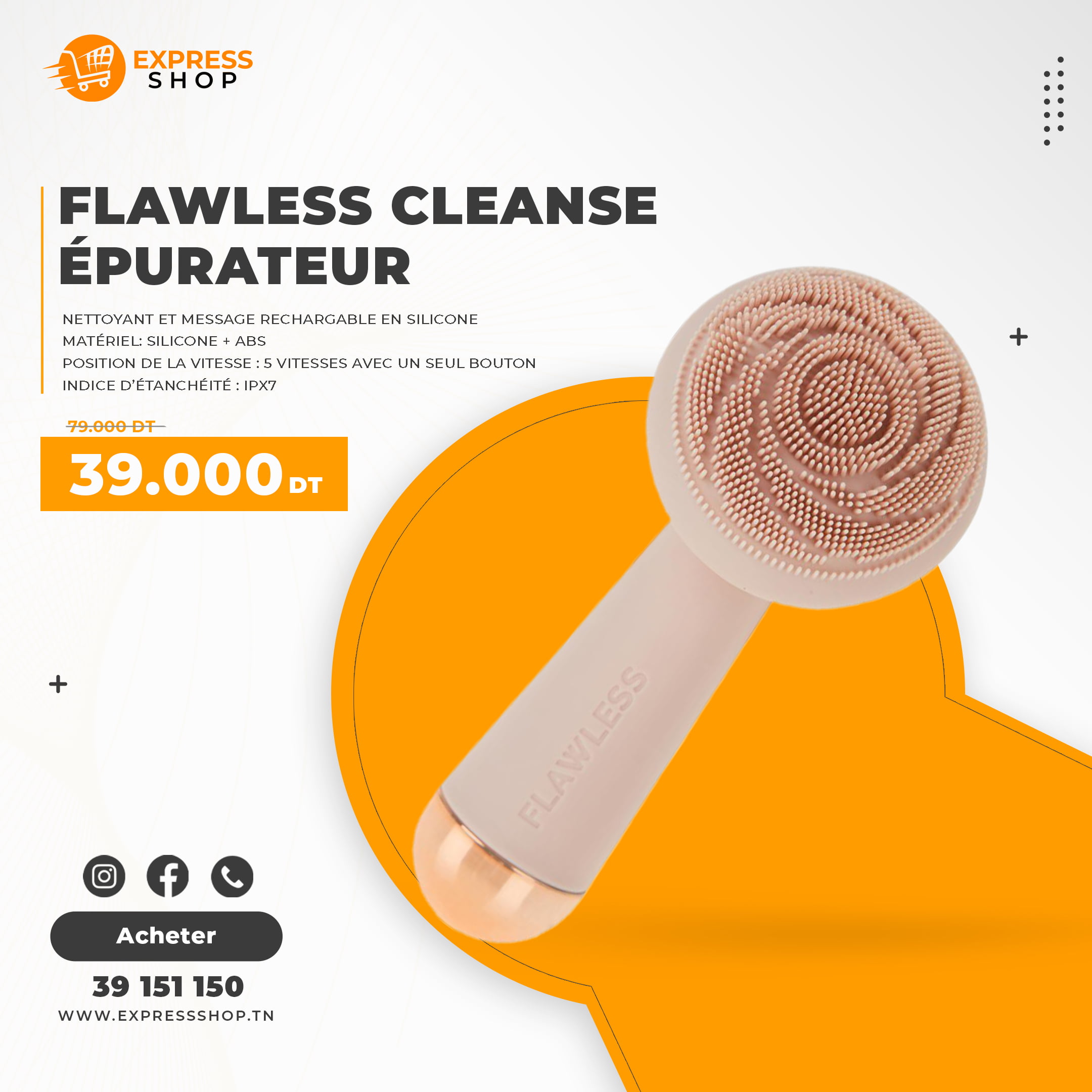Flawless Cleanse Épurateur, nettoyant et message rechargable En Silicone