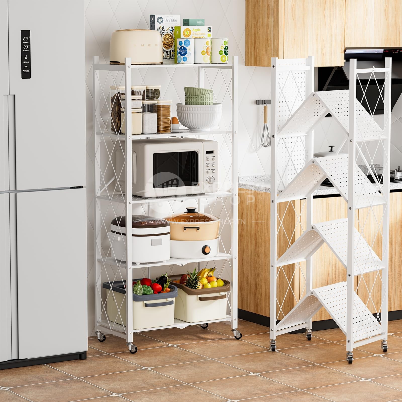 Étagère de rangement pliable à 3/4/5 niveaux, Multifonctionnel et sans installation - Tenir 300kg